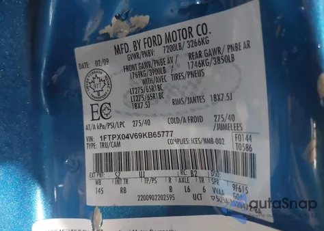 2009 Ford F-150 from USA, damaged, VIN 1FTPX04V69KB65777